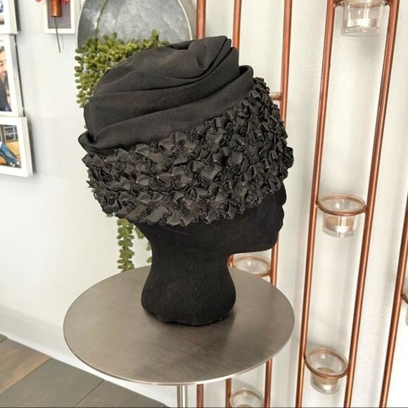 Vintage Union Made Cloche Hat Black Straw main image 5